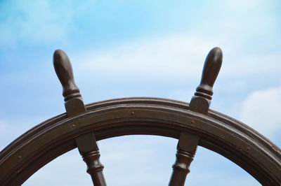 Cropped image of steering wheel against sky