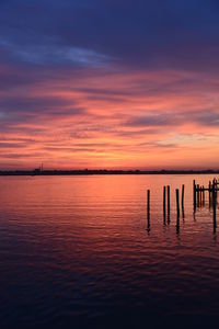 Scenic view of sea at sunset