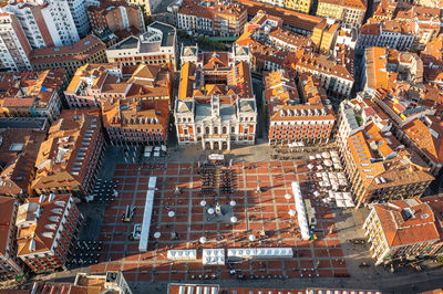 High angle view of buildings in city