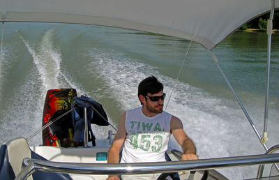 Man sitting in yacht