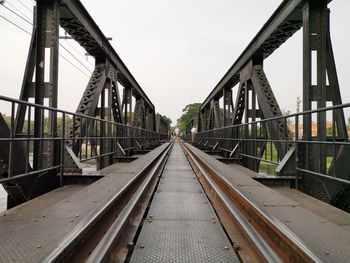 Railway bridge against clear sky