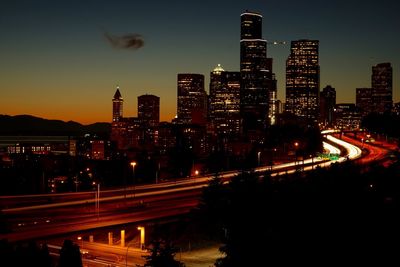 Light trails in city at night