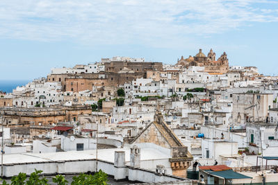 High angle view of buildings in town