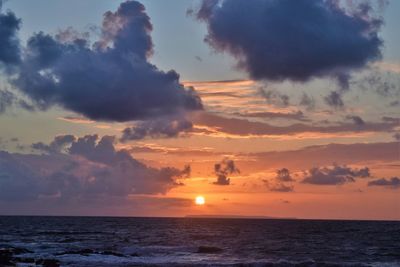 Scenic view of calm sea at sunset