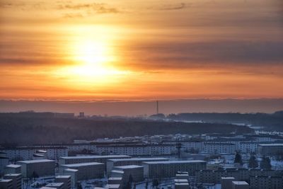 View of cityscape during sunset