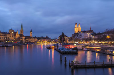 View of illuminated city at waterfront