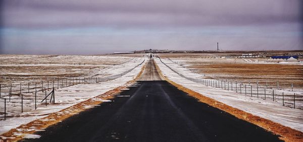 Scenic view of snow covered landscape against sky