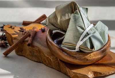 High angle view of food on table