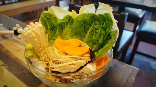 Close-up of food on table