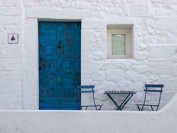 Closed door of building