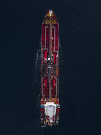 Aerial view of an oil tanker