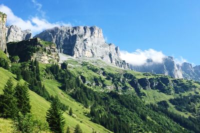 Panoramic view of landscape and mountains against sky