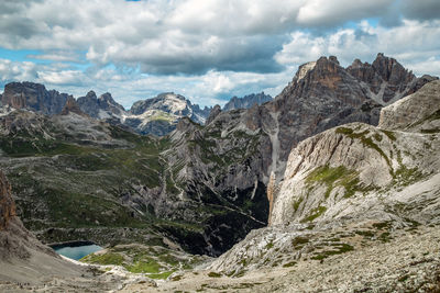 Cengia lake and dolomite alps panorama, trentino, sud tyrol, italy