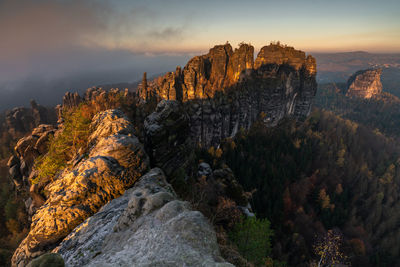 Rock formations at sunset