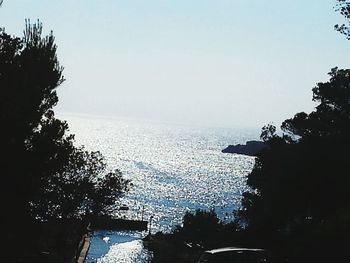 Scenic view of sea against clear sky