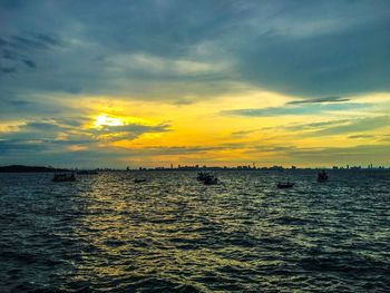 Scenic view of sea against sky during sunset