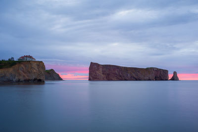 Scenic view of sea against cloudy sky