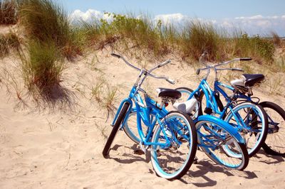 Bicycles on shore