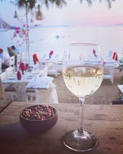 Close-up of wine glass on table