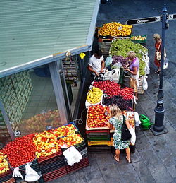Food for sale at market stall