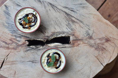 Homemade ice cream dessert for two beautifully served 