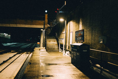 Illuminated street lights at night