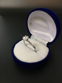 High angle view of ring on table