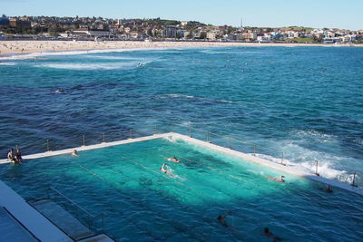 People enjoying in sea