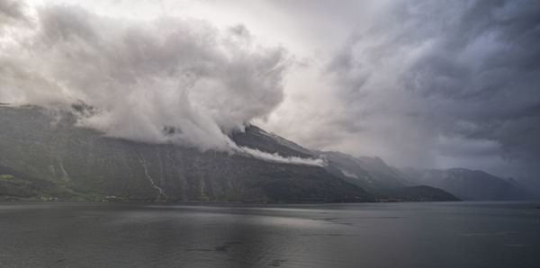 Scenic view of lake against sky