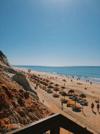 Scenic view of beach against clear sky