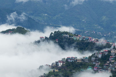 High angle view of city against sky