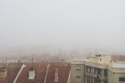 Houses in foggy weather