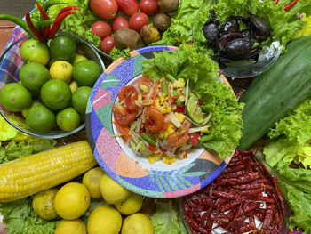 High angle view of vegetables