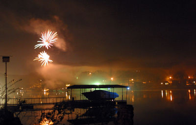 Firework display at night