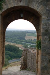 Low angle view of stone wall