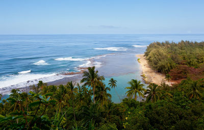 Scenic view of sea against clear sky