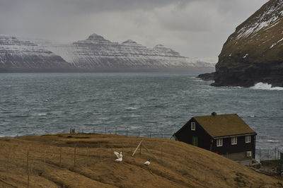 Scenic view of sea against sky during storm 