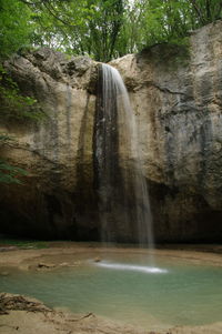 Scenic view of waterfall