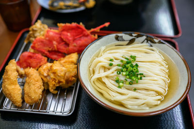 Close-up of food in plate on table