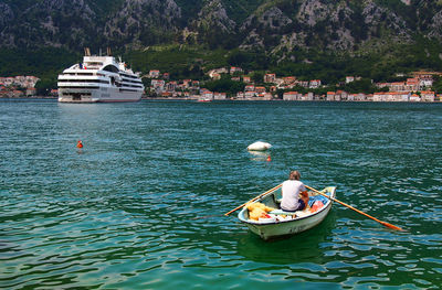 Boat sailing in sea