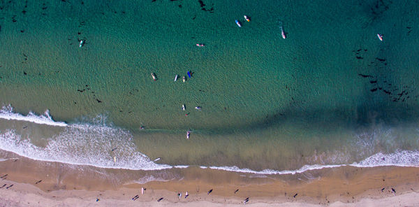 Aerial view of boats on sea