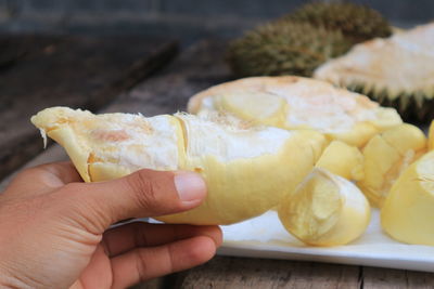 Close-up of hand holding fruit