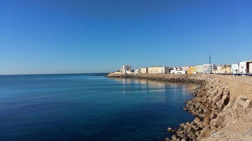 View of sea against blue sky