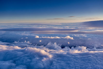 Aerial view of cloudscape against sky during sunset