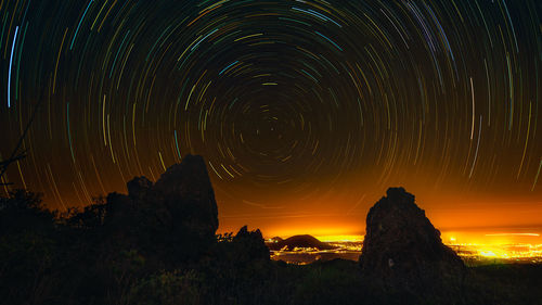 Star trail in sky at night