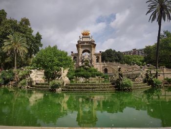 Reflection of building in water