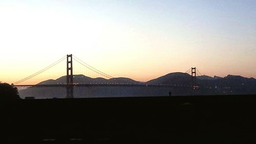 Suspension bridge over river