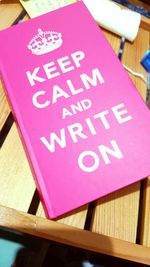 Close-up of text on wall