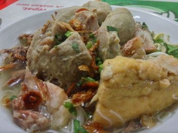 Close-up of meal served in plate