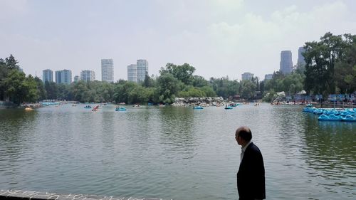 Woman standing in front of building